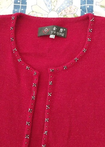 Nakışlı Kırmızı  Kadın Hırka - Görsel 4