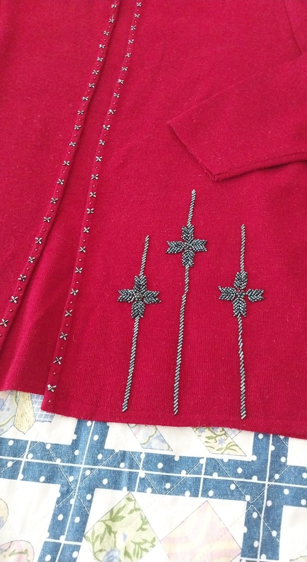 Nakışlı Kırmızı  Kadın Hırka - Görsel 3