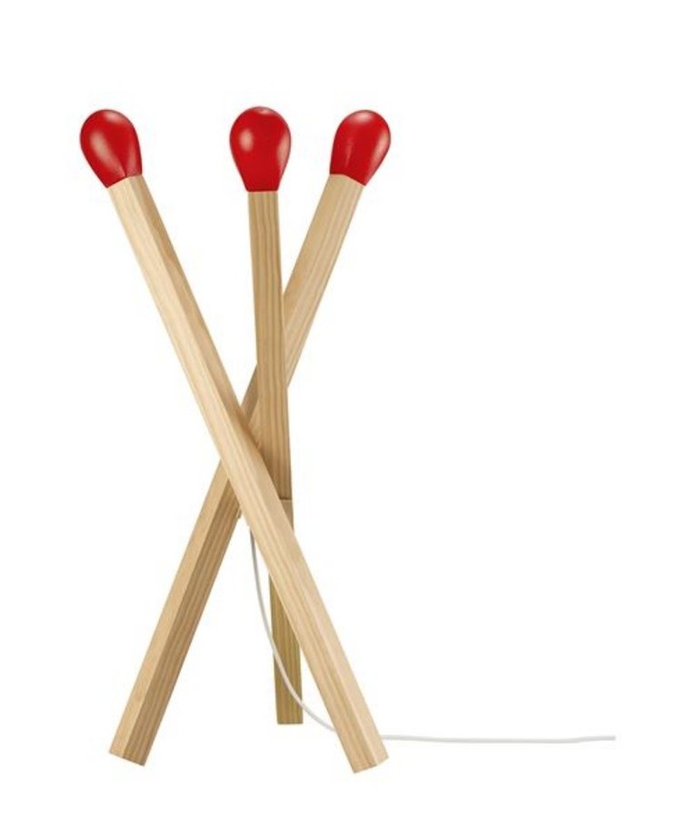 Kırmızı Ahşap Kibrit Şeklinde Lamba - Görsel 2