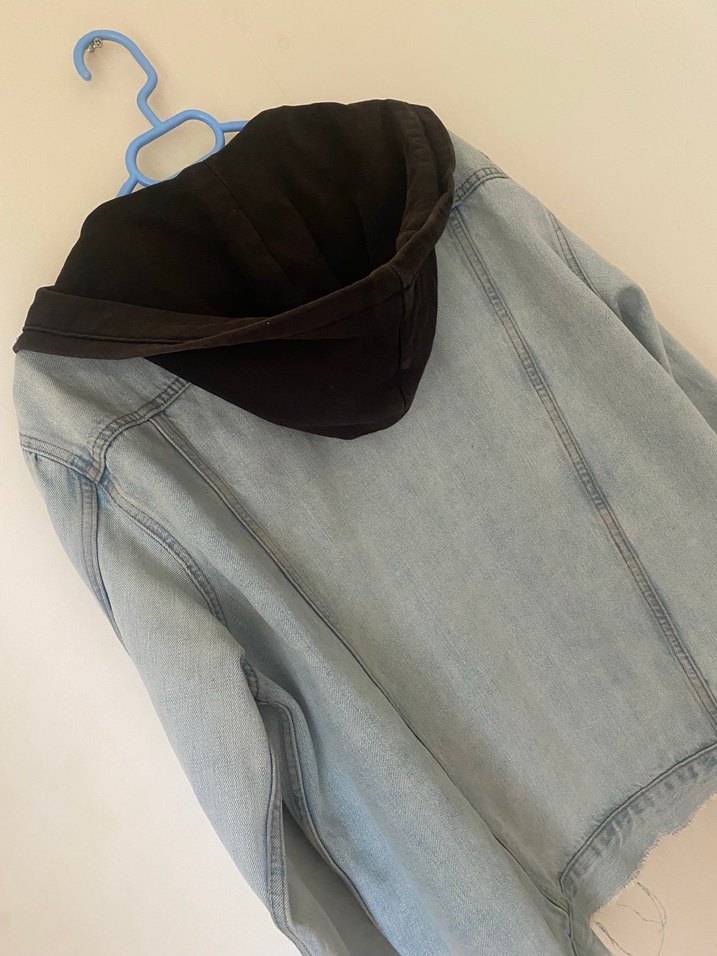 Gri Düğmeli Kadın Denim Ceket - Görsel 3