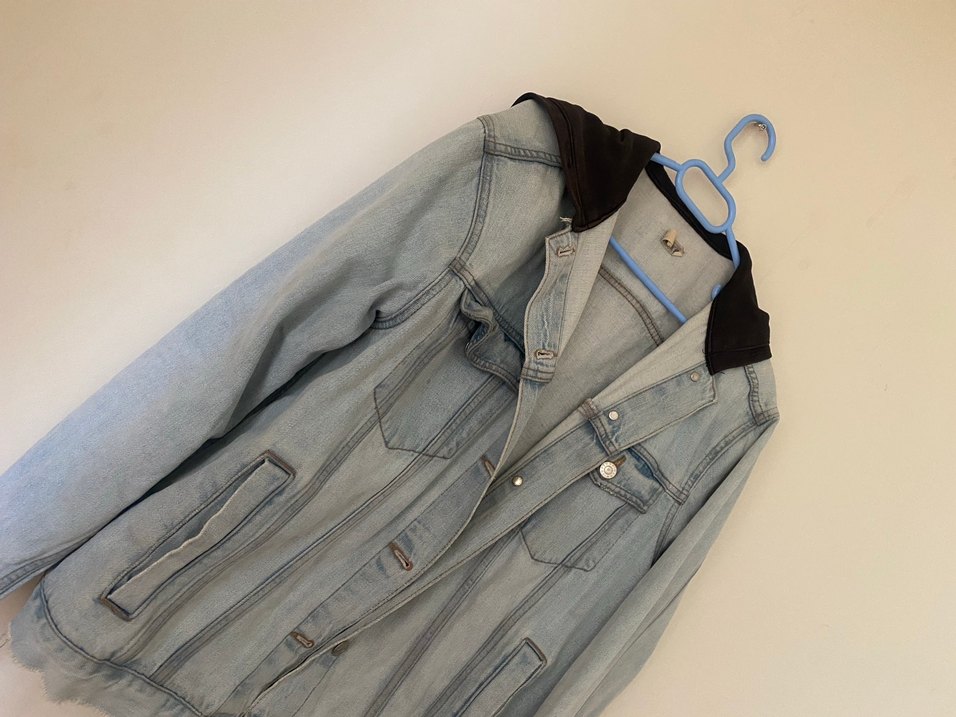 Gri Düğmeli Kadın Denim Ceket - Görsel 2