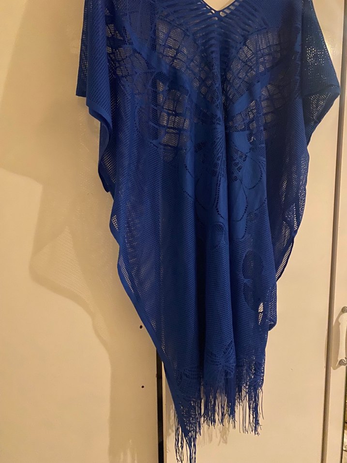 Mavi Dantel Detaylı Mini Bohem Pareo - Görsel 3