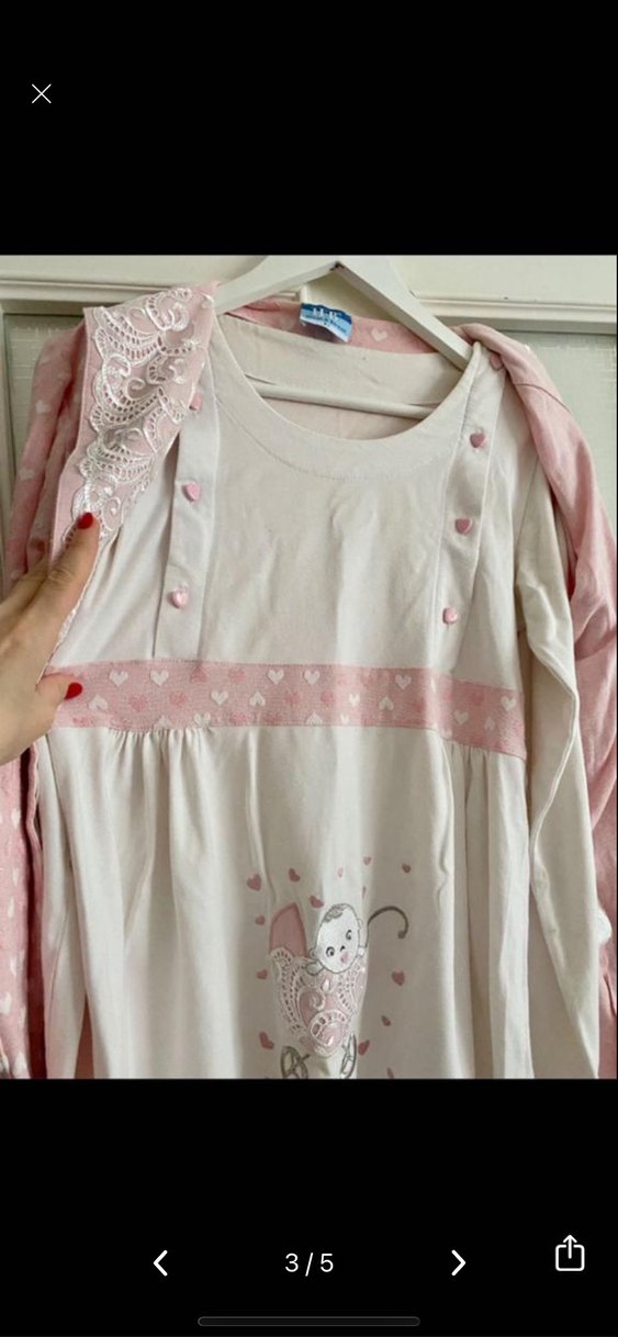 Pembe Desenli Bohem Kadın Kısa Sabahlık - Görsel 2