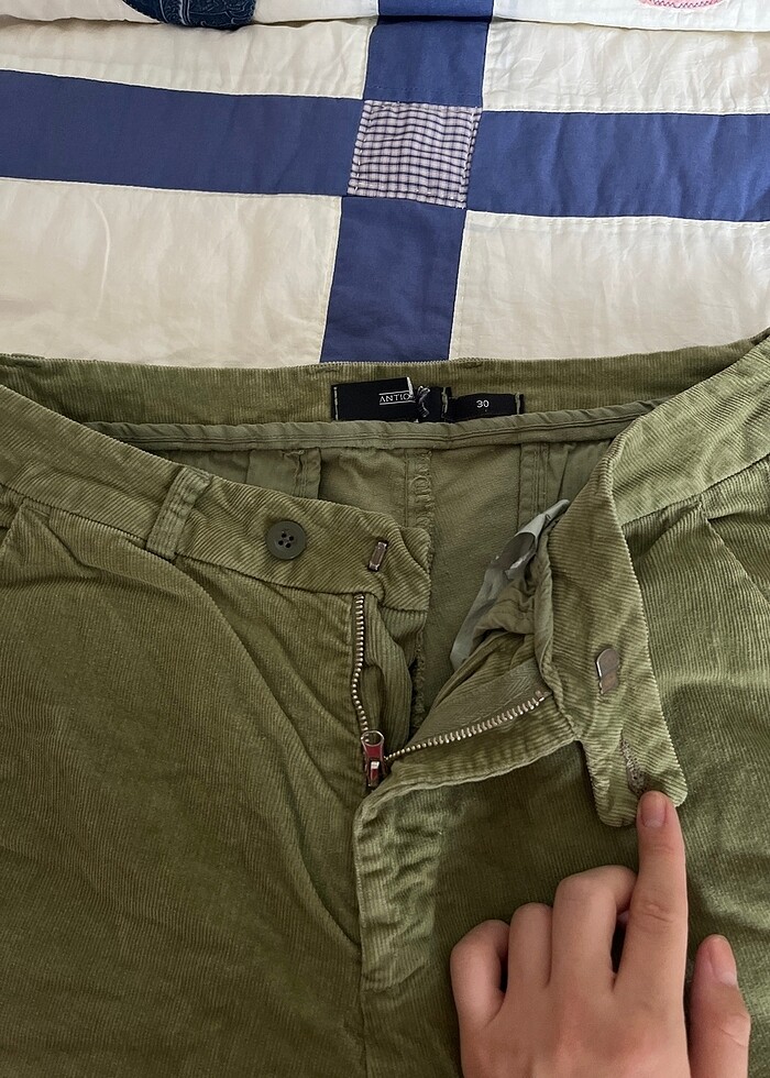 haki kadife pantolon - Görsel 2