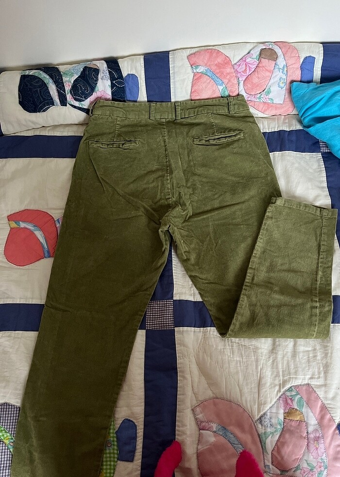 haki kadife pantolon - Görsel 4