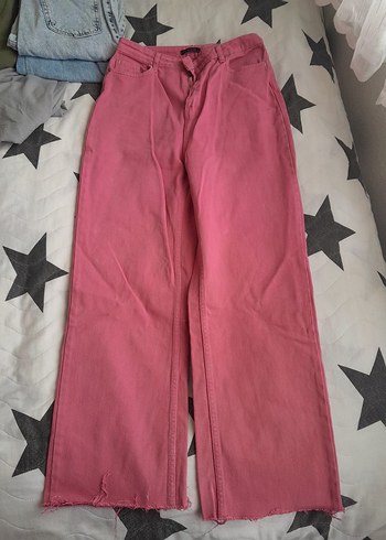 Pembe Loose Fit wide leg Kot Pantolon