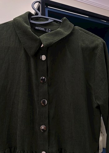 tesettür Kadın Haki Uzun Keten Elbise - Görsel 2