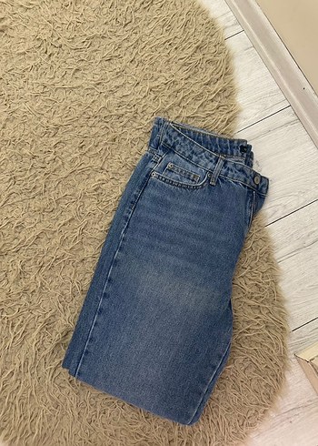 Gri Detaylı Mavi Kadın Denim Pantolon - Görsel 2