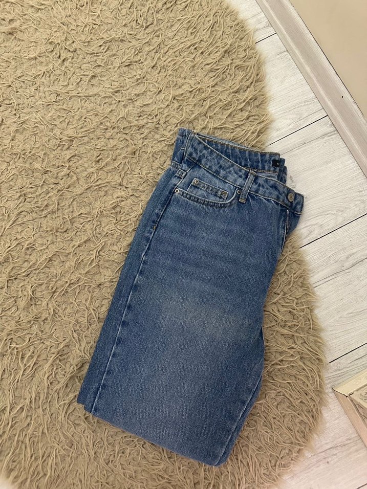 Gri Detaylı Mavi Kadın Denim Pantolon - Görsel 2