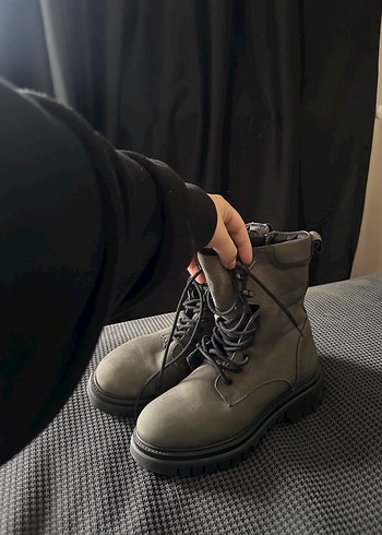 Gri Kamuflaj Desenli Süet  Kadın Bot - Görsel 2