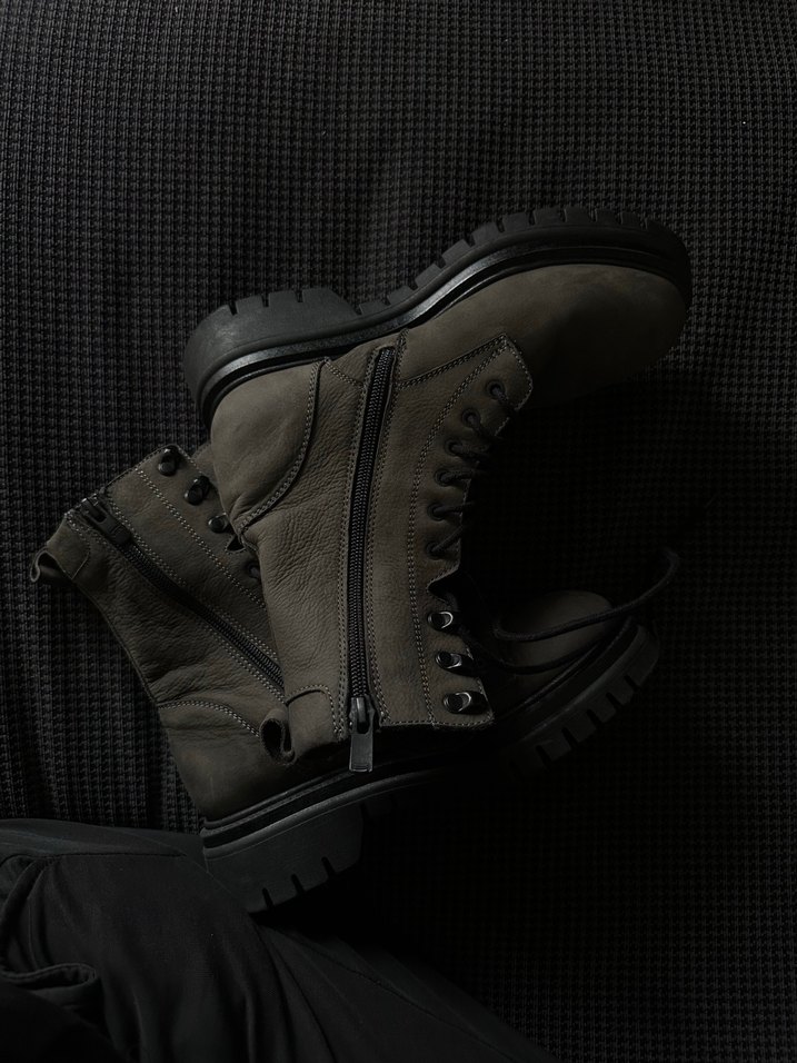 Gri Kamuflaj Desenli Süet  Kadın Bot - Görsel 3