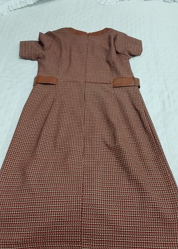 Kahverengi Kemerli Midi Kadın Elbise - Görsel 3