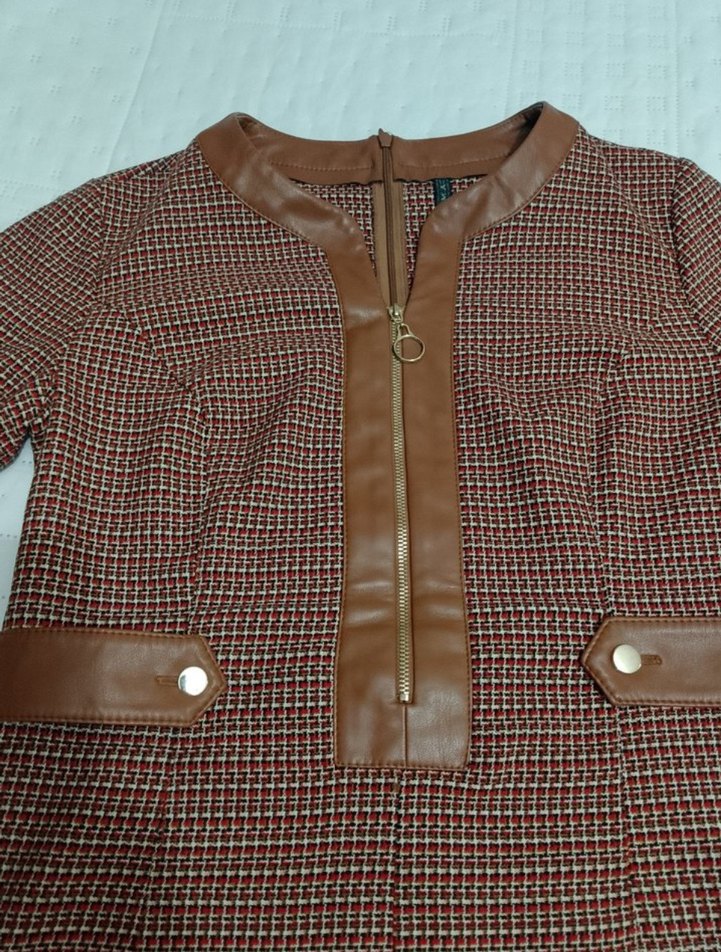 Kahverengi Kemerli Midi Kadın Elbise - Görsel 2