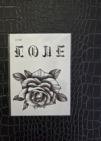 gül ve  yazı desenli  gecici dövme - Görsel 3