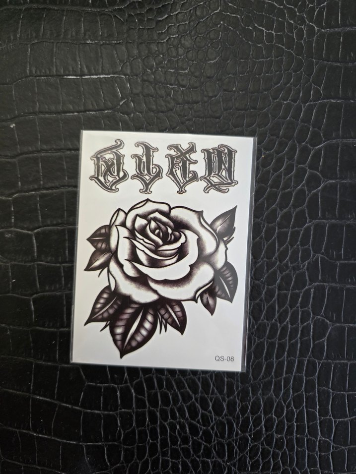 gül ve  yazı desenli  gecici dövme - Görsel 2