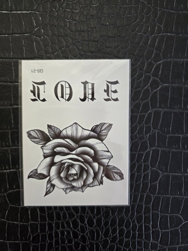 gül ve  yazı desenli  gecici dövme - Görsel 3