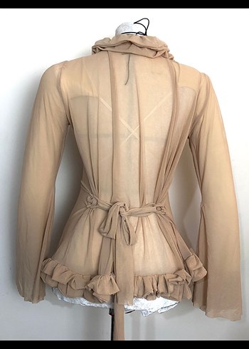 Bej Fırfırlı bluz - Görsel 3