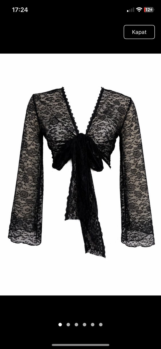 Dantel Detaylı Siyah Gotik Bluz - Görsel 2