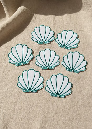 Nakışlı Turkuaz Deniz Kabuğu sunum/kokteyl peçetesi - Görsel 2