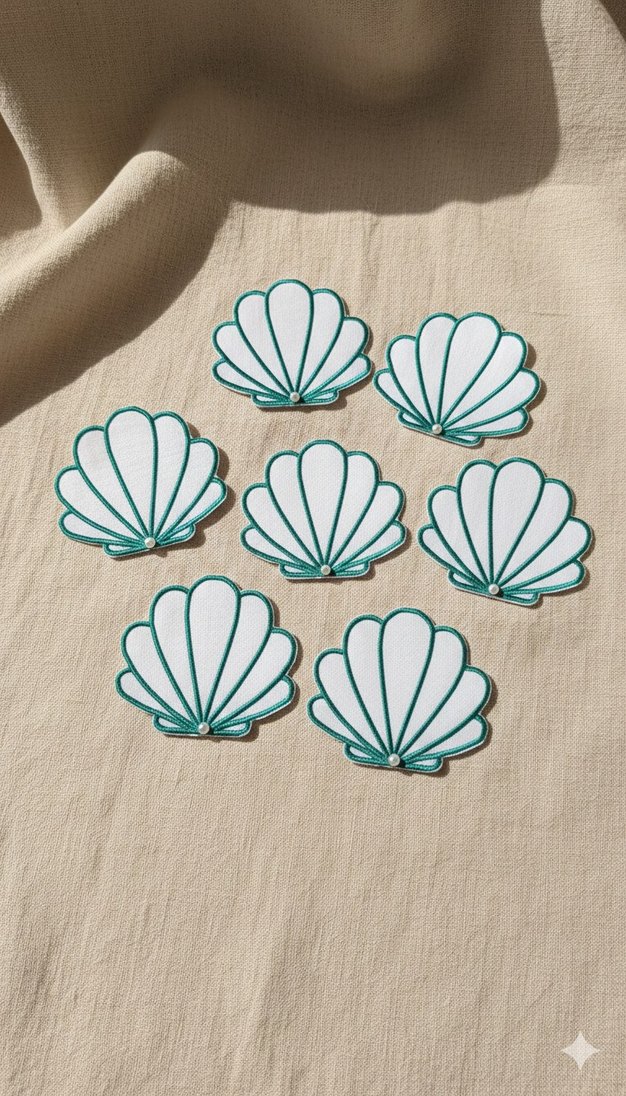 Nakışlı Turkuaz Deniz Kabuğu sunum/kokteyl peçetesi - Görsel 2