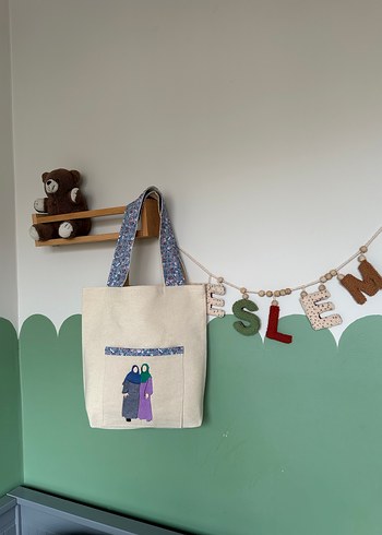 Özel nakış desenli keten çanta - Görsel 3