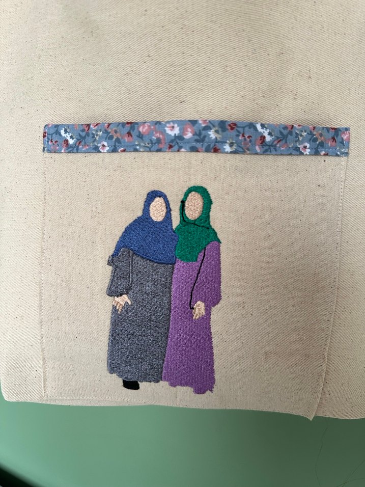 Özel nakış desenli keten çanta - Görsel 4