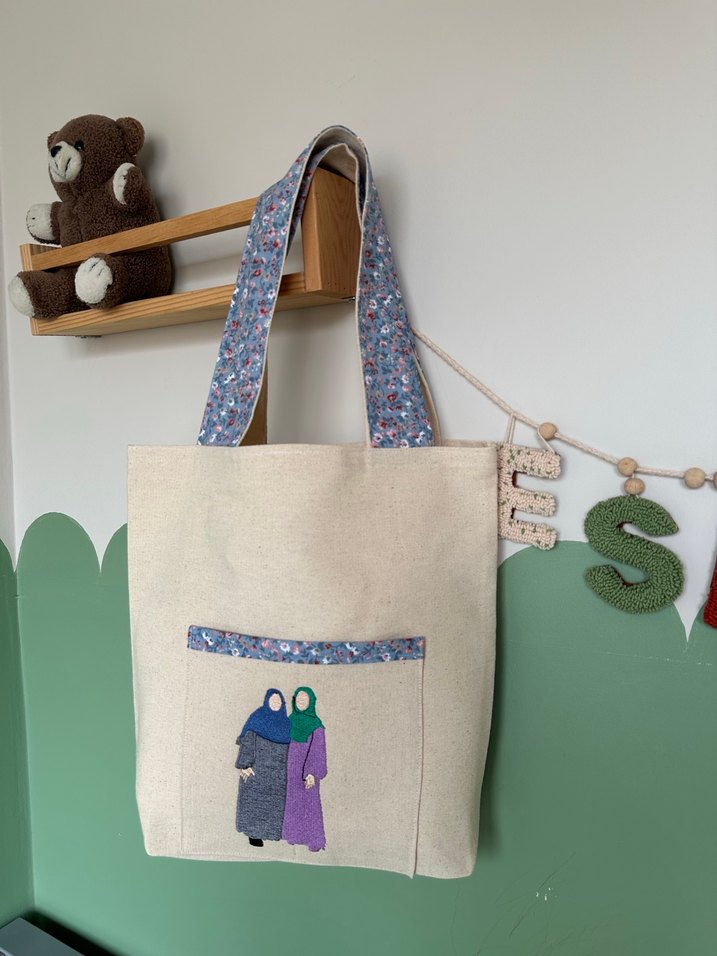 Özel nakış desenli keten çanta - Görsel 2