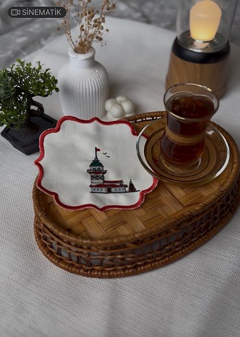 Kız kulesi nakışlı sunum peçetesi - Görsel 2