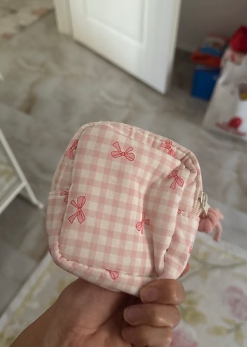 Diğer Pembe Baskılı Fermuarlı Makyaj Çantası
