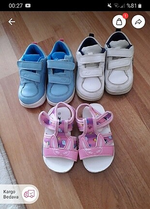 Adidas 22 numara 3 adet ayakkabi