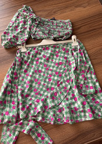 m Beden Bağcıklı Mini Bohem Elbise 2li takım plaj