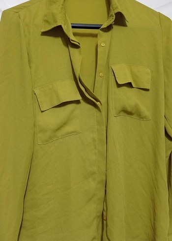 Düğmeli Uzun Kollu Keten Kadın Gömlek - Görsel 2