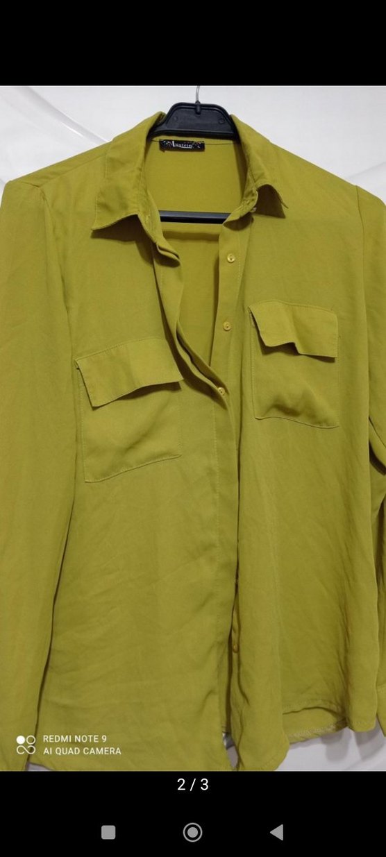 Düğmeli Uzun Kollu Keten Kadın Gömlek - Görsel 2