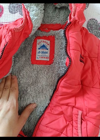 Kız Çocuk Kapüşonlu Kırmızı Fermuarlı Mont - Görsel 6