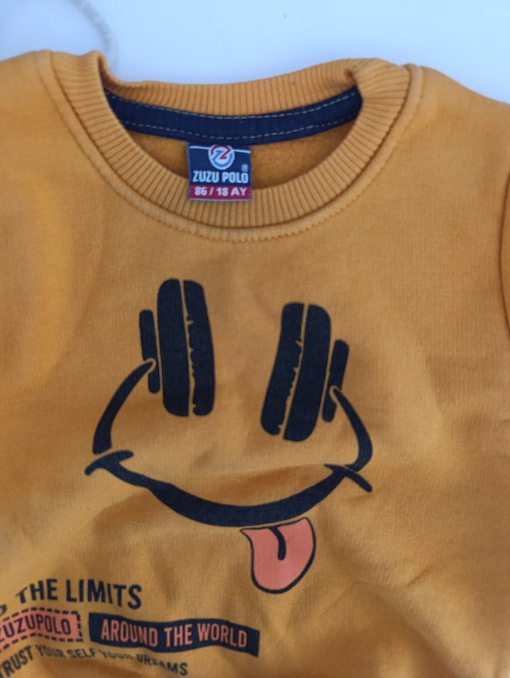 Sarı Baskılı Erkek Çocuk Sweatshirt - Görsel 3