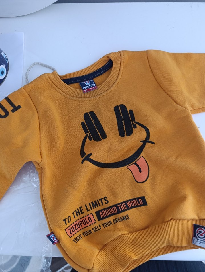 Sarı Baskılı Erkek Çocuk Sweatshirt - Görsel 2