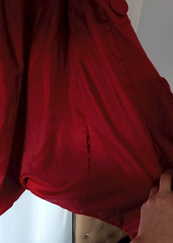 Bordo düğmeli uzun kaban - Görsel 9