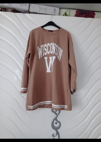 Uzun Kollu Kahverengi Baskılı Kadın Sweatshirt - Görsel 2