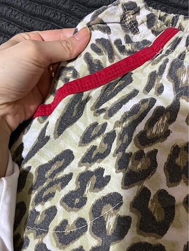 xl Beden kırmızı Renk Kadın Leopar Pijama Takımı