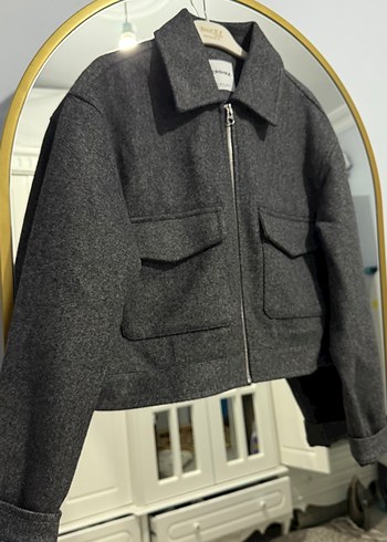 Gri Kadın Denim Bomber Ceket BERSHKA