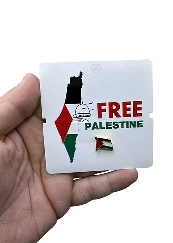 Minimalist Beyaz Free Palestine Rozet