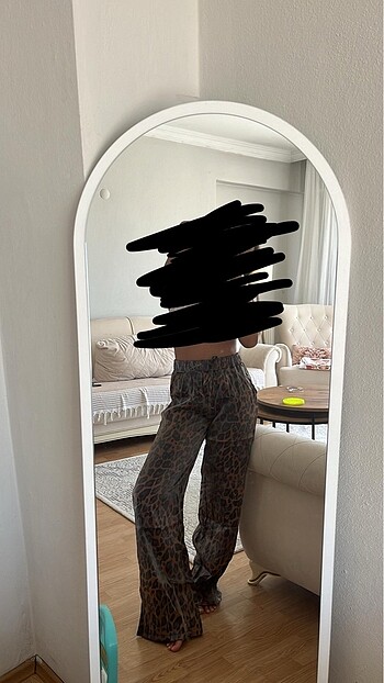 Diğer Leopar parlak saten pantolon
