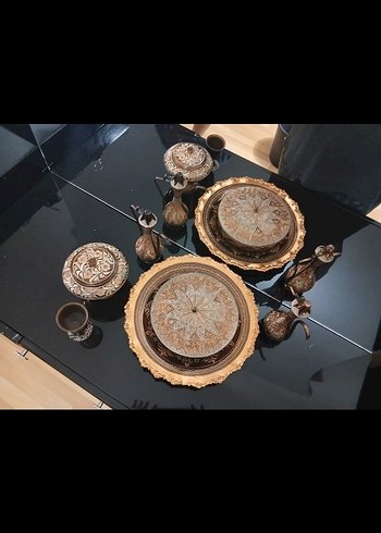 Diğer Kahverengi Nakışlı Geleneksel bakır set Takımı