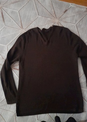 Pierre Cardin Kahverengi V Yaka erkek Kazak