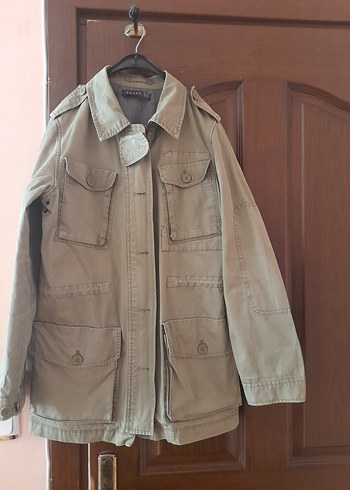Bej Düğmeli Midi Kadın Keten Ceket