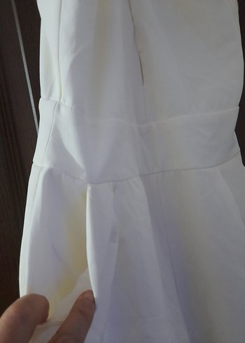 Beyaz Askısız Uzun Kadın Tulum - Görsel 3