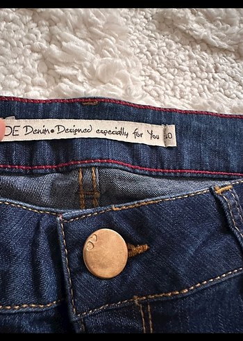 Kadın Lacivert Midi Denim Şort - Görsel 2