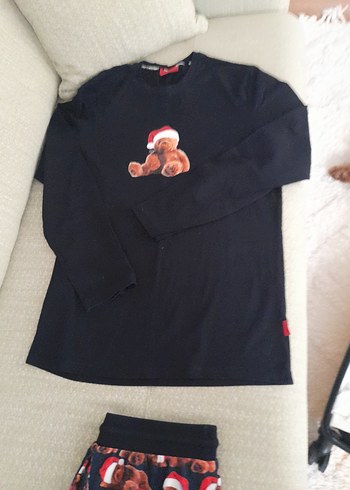 Erkek Siyah Örme Desenli uzun Kollu Pijama Takımı - Görsel 2