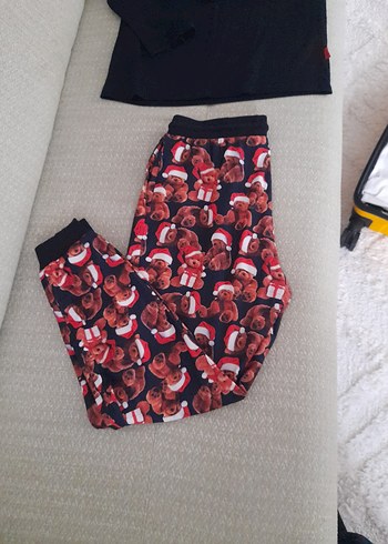 Erkek Siyah Örme Desenli uzun Kollu Pijama Takımı - Görsel 3