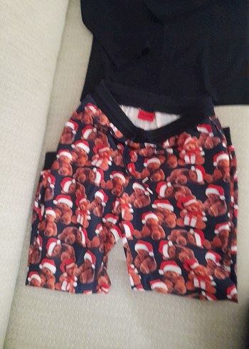 Erkek Siyah Örme Desenli uzun Kollu Pijama Takımı - Görsel 5